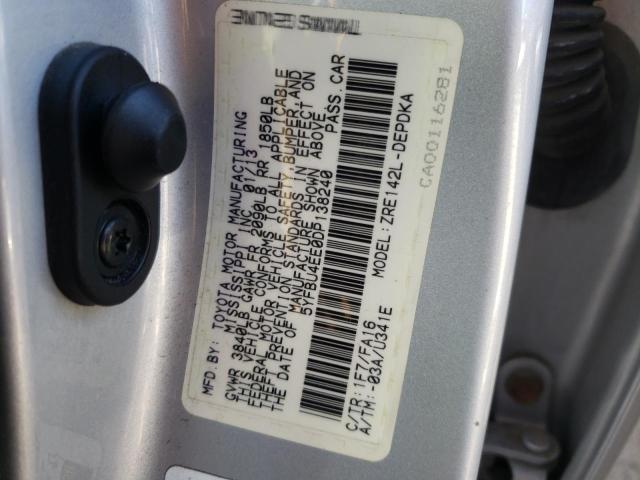 5YFBU4EE0DP138240 - 2013 TOYOTA COROLLA BASE SILVER photo 12