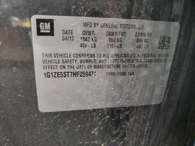 1G1ZE5ST7HF259471 - 2017 CHEVROLET MALIBU LT 黑色 照片 12