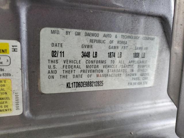 KL1TD6DE9BB212825 - 2011 CHEVROLET AVEO LS GRAY photo 13