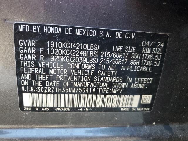 3CZRZ1H35RM756414 - 2024 HONDA HR-V LX GRAY photo 13