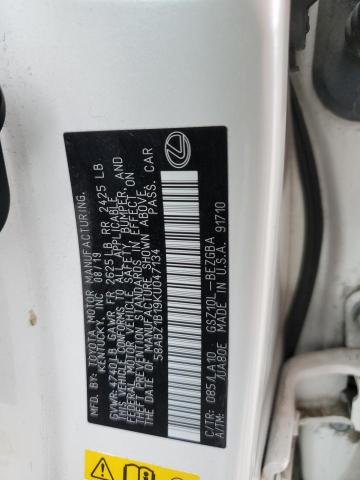 58ABZ1B19KU047134 - 2019 LEXUS ES 350 WHITE photo 13