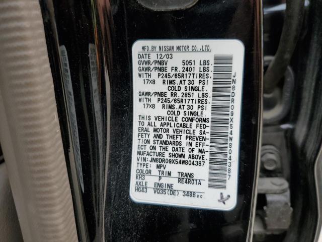 JN8DR09X54W804387 - 2004 NISSAN PATHFINDER LE 黑色 照片 13