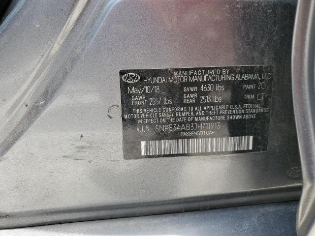 5NPE34AB3JH711913 - 2018 HYUNDAI SONATA SPORT CHARCOAL photo 13
