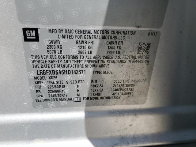 LRBFXBSA6HD142671 - 2017 BUICK ENVISION ESSENCE Արծաթագույն լուսանկար 13