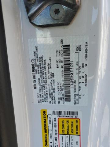 1FA6P8TH5K5181291 - 2019 FORD MUSTANG თეთრი ფოტო 13