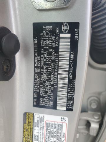 4T1BE30K15U053217 - 2005 TOYOTA CAMRY LE SILVER photo 12