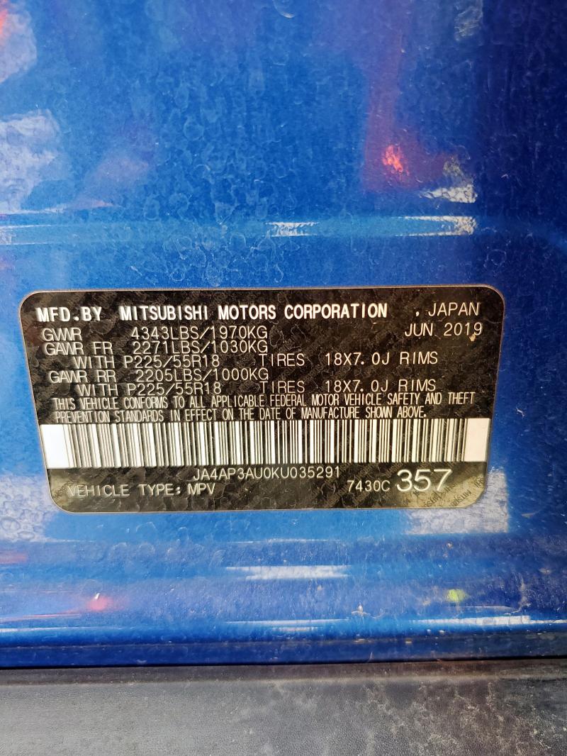 JA4AP3AU0KU035291 - 2019 MITSUBISHI OUTLANDER ES 蓝色 照片 14