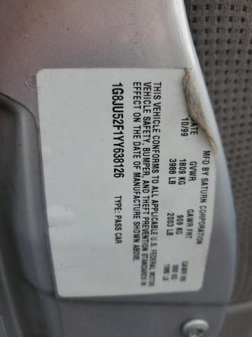 1G8JU52F1YY638126 - 2000 SATURN LS1 SILVER photo 12