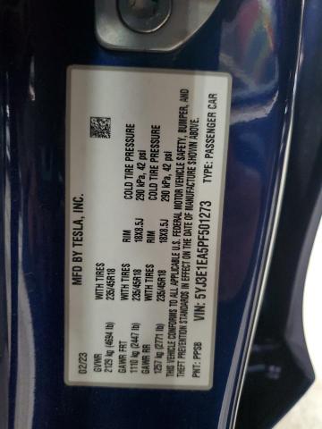 5YJ3E1EA5PF501273 - 2023 TESLA MODEL 3 Mavi foto 12