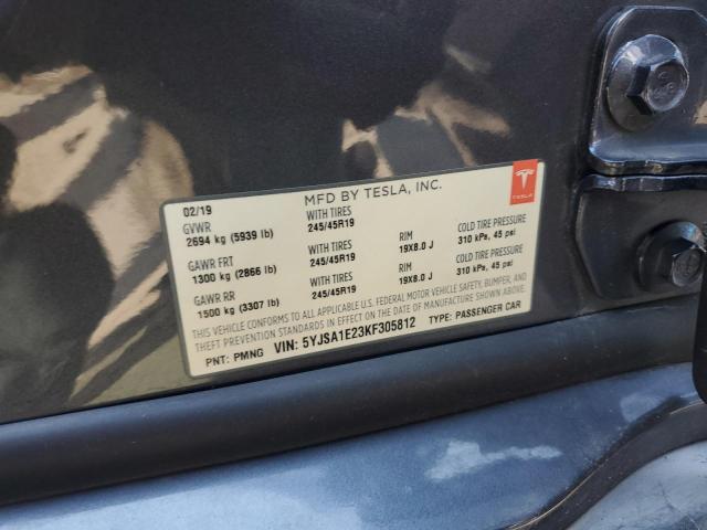 5YJSA1E23KF305812 - 2019 TESLA MODEL S 灰色 照片 12