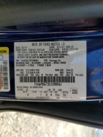 1FA6P0G73E5398961 - 2014 FORD FUSION S BLUE photo 12