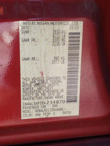 1N4AL3AP3EN234870 - 2014 NISSAN ALTIMA 2.5 RED photo 12