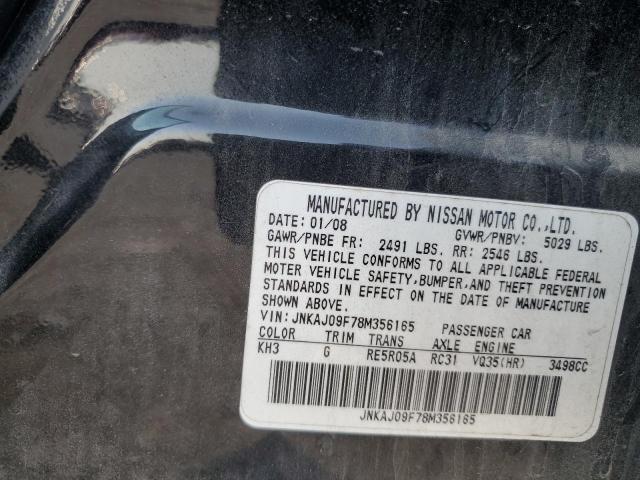 JNKAJ09F78M356165 - 2008 INFINITI EX35 BASE أسود صورة 13