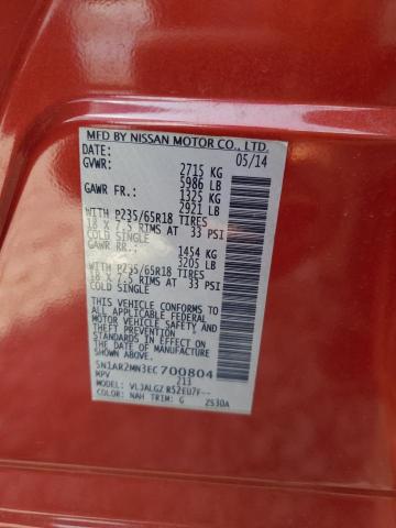 5N1AR2MN3EC700804 - 2014 NISSAN PATHFINDER S Rojo foto 13