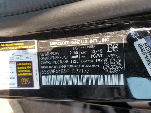 55SWF4KB5GU132177 - 2016 MERCEDES-BENZ C 300 4MATIC BLACK photo 12