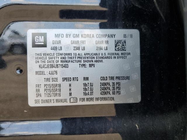 KL4CJESB4JB715403 - 2018 BUICK ENCORE PREFERRED შავი ფოტო 13