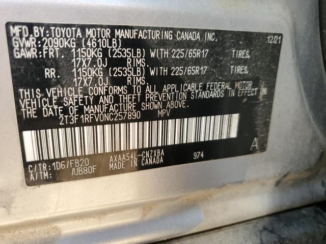 2T3F1RFV0NC257890 - 2022 TOYOTA RAV4 LE 银色 照片 13