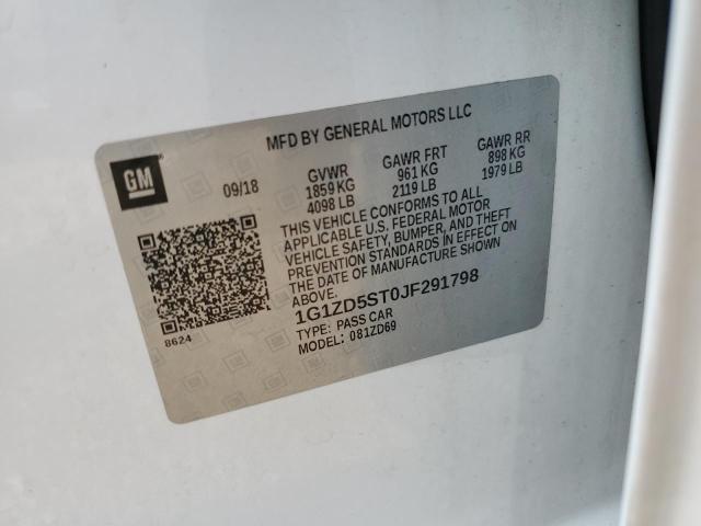 1G1ZD5ST0JF291798 - 2018 CHEVROLET MALIBU LT WHITE photo 13