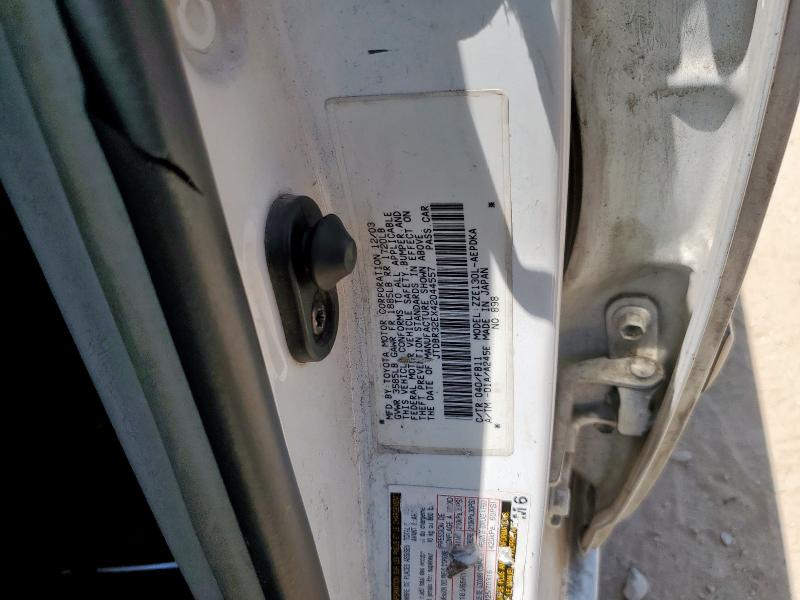 JTDBR32EX42044557 - 2004 TOYOTA COROLLA CE WHITE photo 13