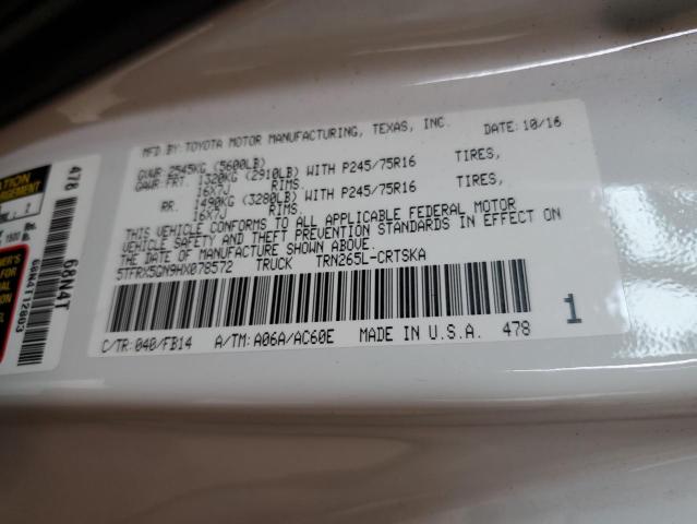 5TFRX5GN9HX078572 - 2017 TOYOTA TACOMA ACCESS CAB თეთრი ფოტო 12
