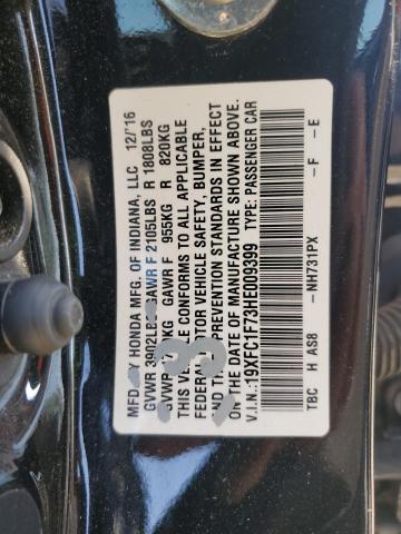 19XFC1F73HE009399 - 2017 HONDA CIVIC EXL BLACK photo 13