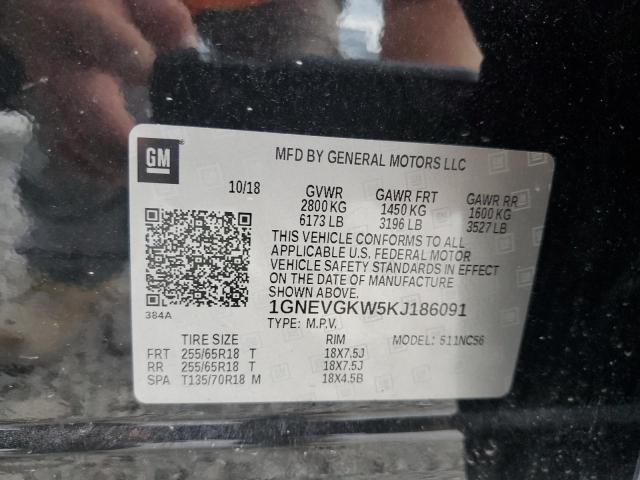 1GNEVGKW5KJ186091 - 2019 CHEVROLET TRAVERSE LT 黑色 照片 14