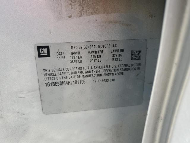 1G1BE5SM4H7181106 - 2017 CHEVROLET CRUZE LT SILVER photo 13