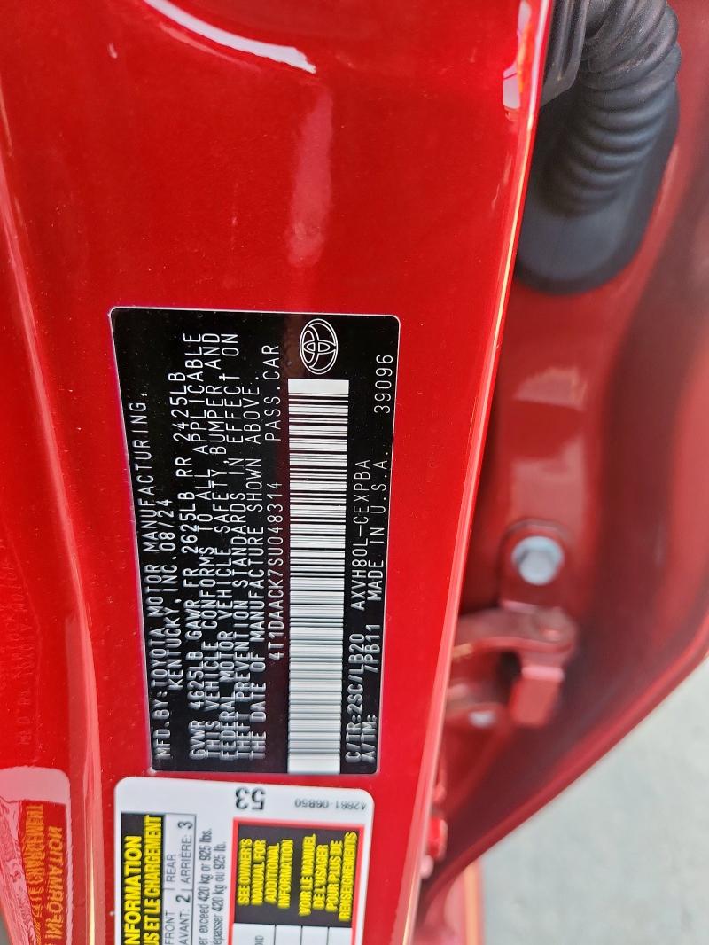 4T1DAACK7SU048314 - 2025 TOYOTA CAMRY XSE 栗色 照片 12