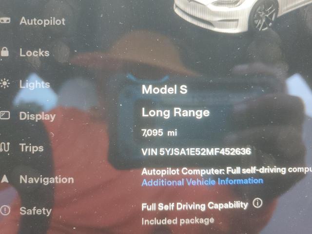 5YJSA1E52MF452636 - 2021 TESLA MODEL S Սպիտակ լուսանկար 9