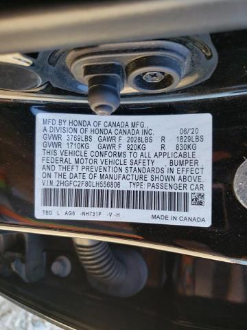 2HGFC2F80LH556806 - 2020 HONDA CIVIC SPORT შავი ფოტო 13