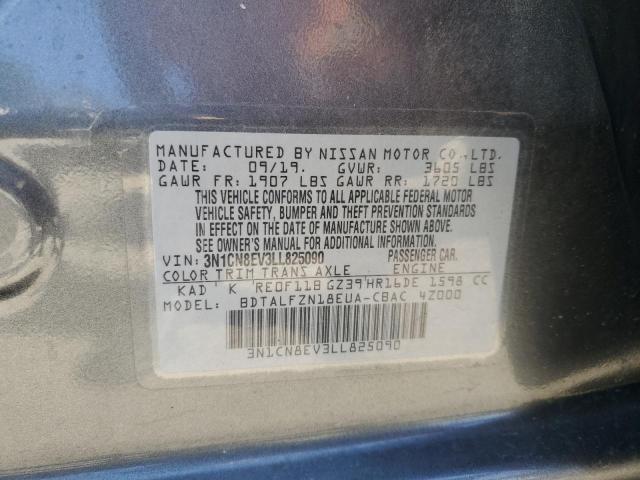 3N1CN8EV3LL825090 - 2020 NISSAN VERSA SV CHARCOAL photo 12