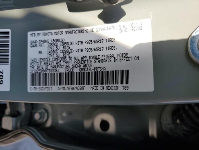 3TYDZ5BNXNT015367 - 2022 TOYOTA TACOMA DOUBLE CAB 绿色 照片 12