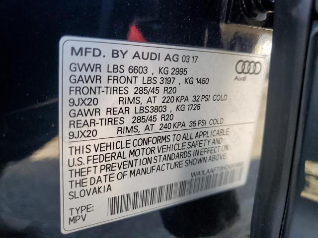 WA1LAAF73HD051883 - 2017 AUDI Q7 PREMIUM PLUS BLUE photo 13