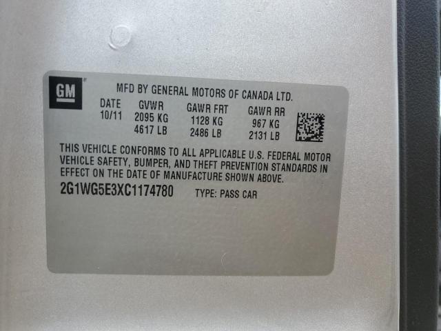 2G1WG5E3XC1174780 - 2012 CHEVROLET IMPALA LT 银色 照片 12