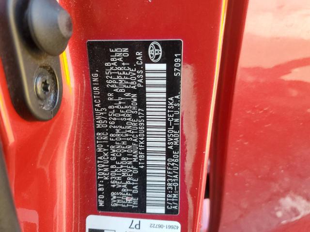 4T1BF1FK4DU695177 - 2013 TOYOTA CAMRY L RED photo 13
