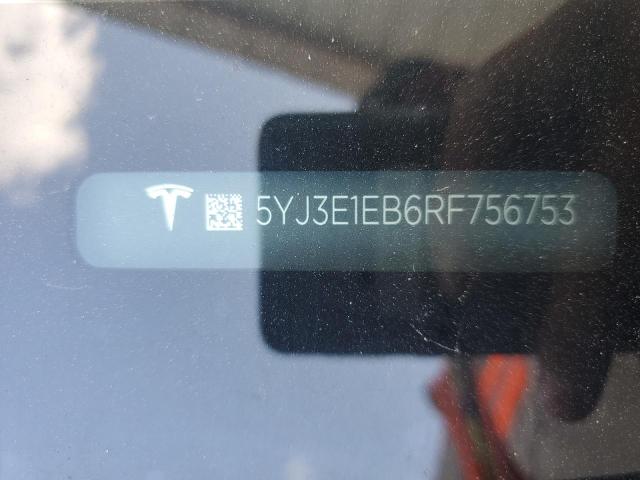 5YJ3E1EB6RF756753 - 2024 TESLA MODEL 3 CHARCOAL photo 12