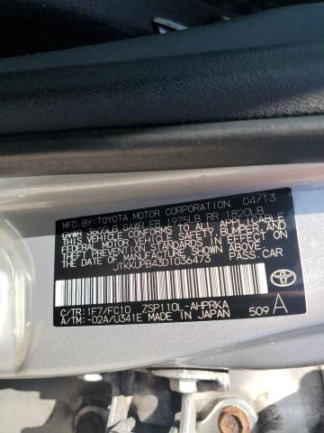JTKKUPB43D1036473 - 2013 TOYOTA SCION XD SILVER photo 12