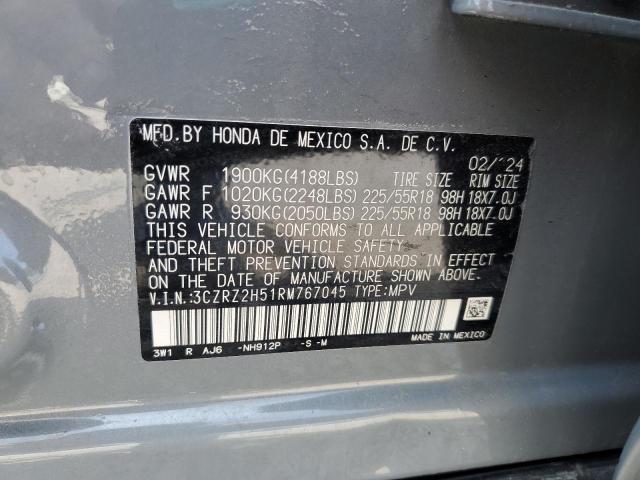 3CZRZ2H51RM767045 - 2024 HONDA HR-V SPORT GRAY photo 14