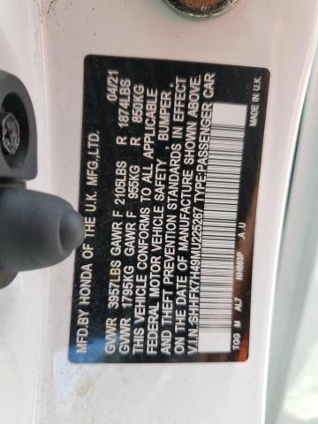 SHHFK7H49MU225267 - 2021 HONDA CIVIC SPORT თეთრი ფოტო 13
