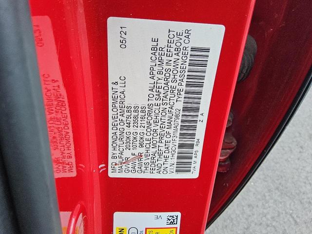 1HGCV1F31MA079802 - 2021 HONDA ACCORD SPORT RED photo 13