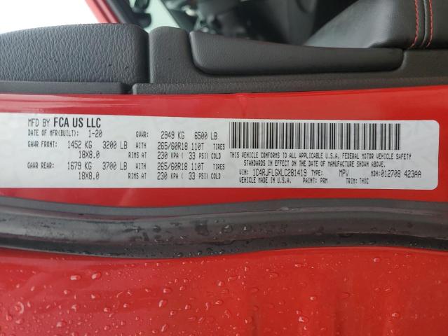 1C4RJFLGXLC281419 - 2020 JEEP GRAND CHER TRAILHAWK 红色 照片 13