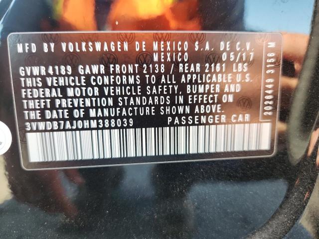 3VWDB7AJ0HM388039 - 2017 VOLKSWAGEN JETTA SE BLACK photo 12