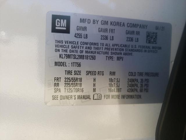 KL79MTSL2MB181260 - 2021 CHEVROLET TRAILBLAZE RS WHITE photo 13