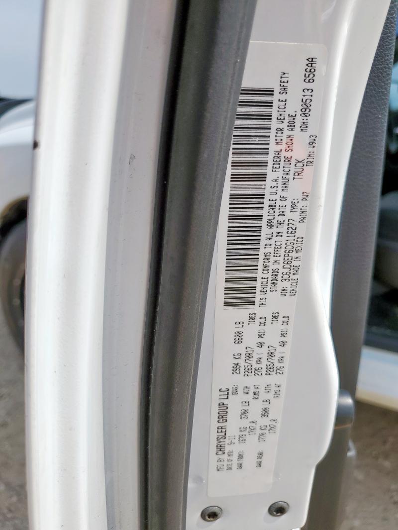 3C6JD6EP6CG116277 - 2012 DODGE RAM 1500 SLT WHITE photo 12