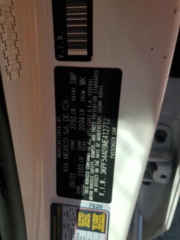3KPF54AD9ME412712 - 2021 KIA FORTE EX WHITE photo 13