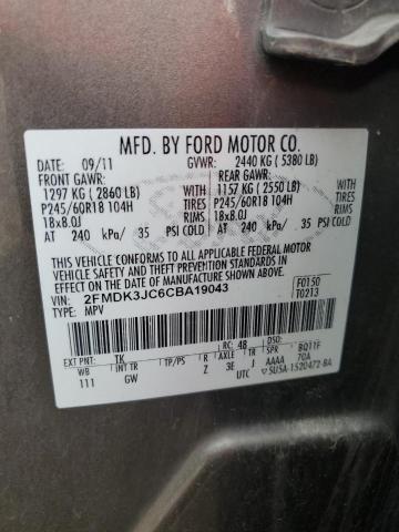 2FMDK3JC6CBA19043 - 2012 FORD EDGE SEL BROWN photo 13