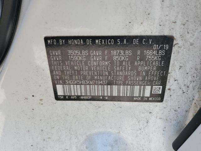 3HGGK5H83KM719437 - 2019 HONDA FIT EX Ақ фото 12