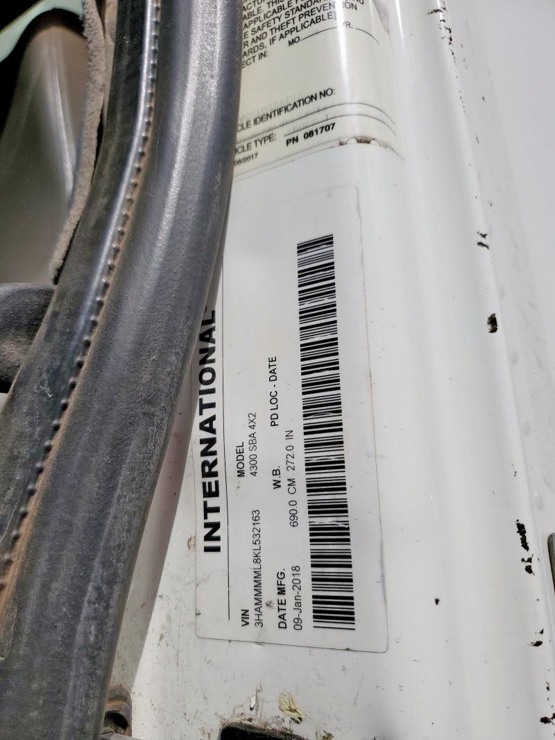 3HAMMMML8KL532163 - 2019 INTERNATIONAL 4000 4300 WHITE photo 12