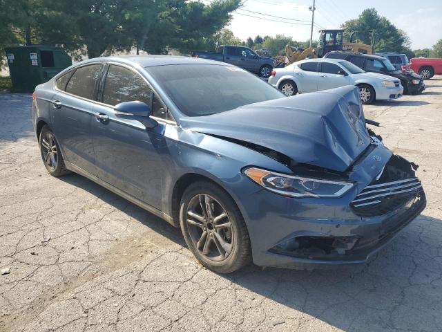 3FA6P0HD5JR185845 - 2018 FORD FUSION SE BLUE photo 4