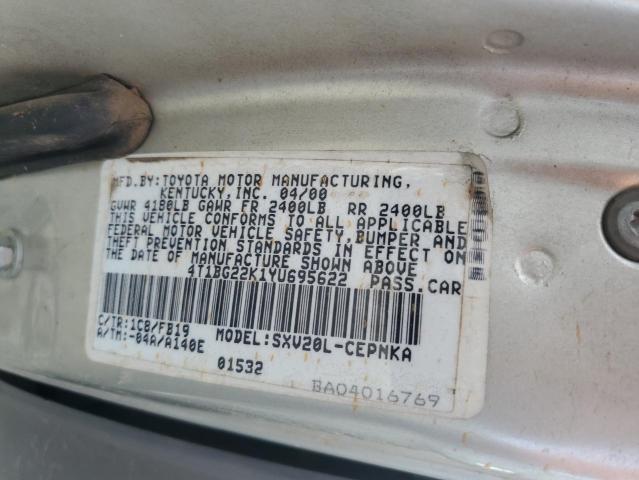 4T1BG22K1YU695622 - 2000 TOYOTA CAMRY CE SILVER photo 12